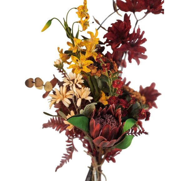 Artificial Mixed Floral Bouquet With Sunflowers Protea Lily & Daisies 20-25 Inch - Picture 9 of 16